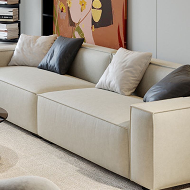 Stain-Resistant Leather Couch Square Arm Standard Settee in White Clearhalo 'furn' 'furn_sofas' 'Furniture' 'furniture_sofas' 'Living Room Furniture' 'Sofa' 'sofas' 1200x1200_70272cff-b100-4172-8a5b-28aa92a45d3c