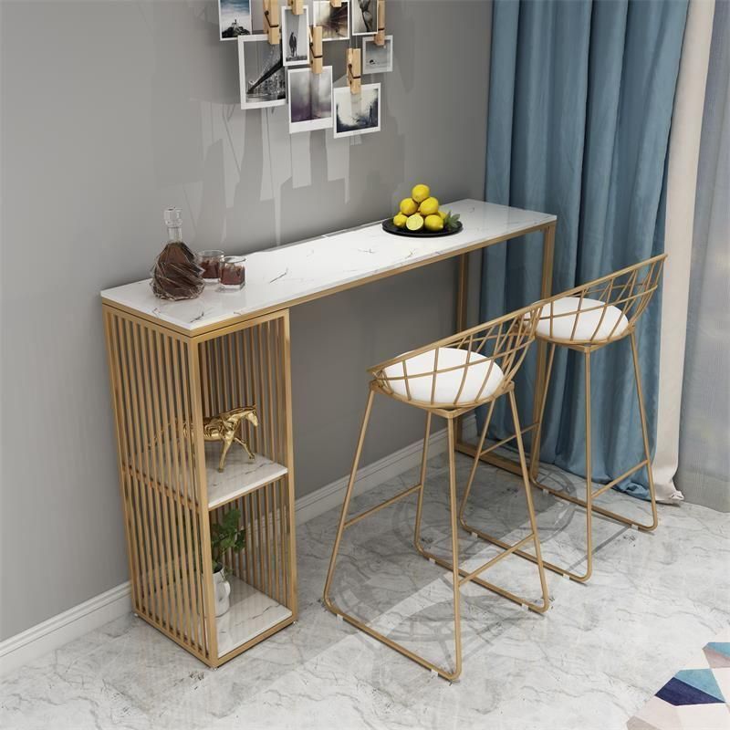 Stone Top Bar Table Traditional Luxury Rectangle Bar Table with Sled Base Clearhalo 'Bar Furniture' 'Bar Tables' 'bar_tables' 'furn' 'furn_bar_tables' 'Furniture' 'furniture_bar_tables' 'Kitchen & Dining Furniture' 1200x1200_70299761-3b0d-418e-bde1-956e91f66070