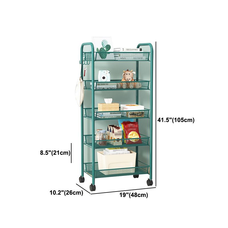 Metal Frame Open Etagere Bookshelf Contemporary Vertical Bookcase with Caster Wheels Clearhalo 'Bookcases' 'furn' 'furn_bookcases' 'Furniture' 'Office Furniture' 1200x1200_702a1bff-98ea-46da-bb2e-c6981eca80ef
