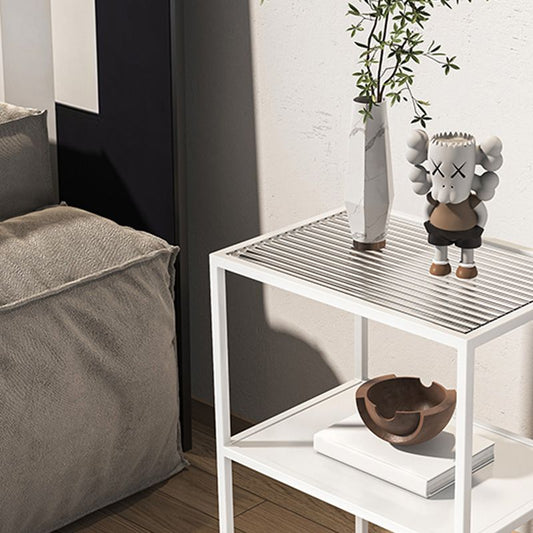 Mesa de deslizamiento del extremo de marco mesa de esquina de doble nivel rectangular con almacenamiento