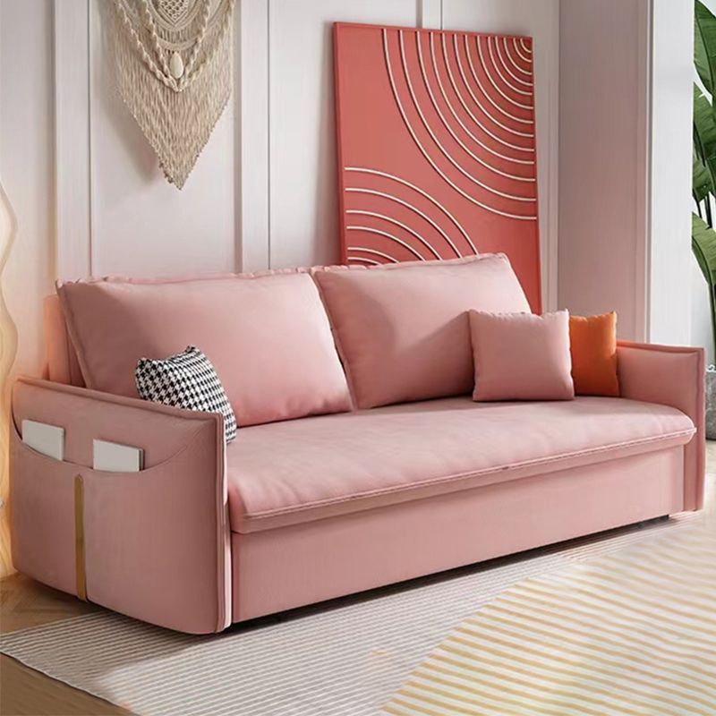 Cama de sofá contemporánea resistente a las manchas de cuero sintética con 2 almohadas