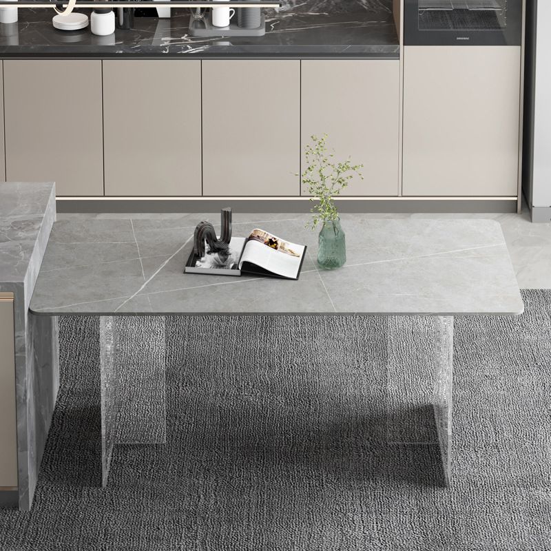 Modern Style Dining Table Rectangle Sintered Stone Dining Table with Acrylic Base Clearhalo ' dining_table' 'Dining Tables & Seating' 'Dining Tables' 'furn' 'furn_dining_table' 'Furniture' 'furniture_dining_table' 'Kitchen & Dining Furniture' 'kitchen&dining_furn' 'kitchen' 'kitchen_dining_table' 1200x1200_702beaf1-2713-4958-bc36-71a24ceef7f2