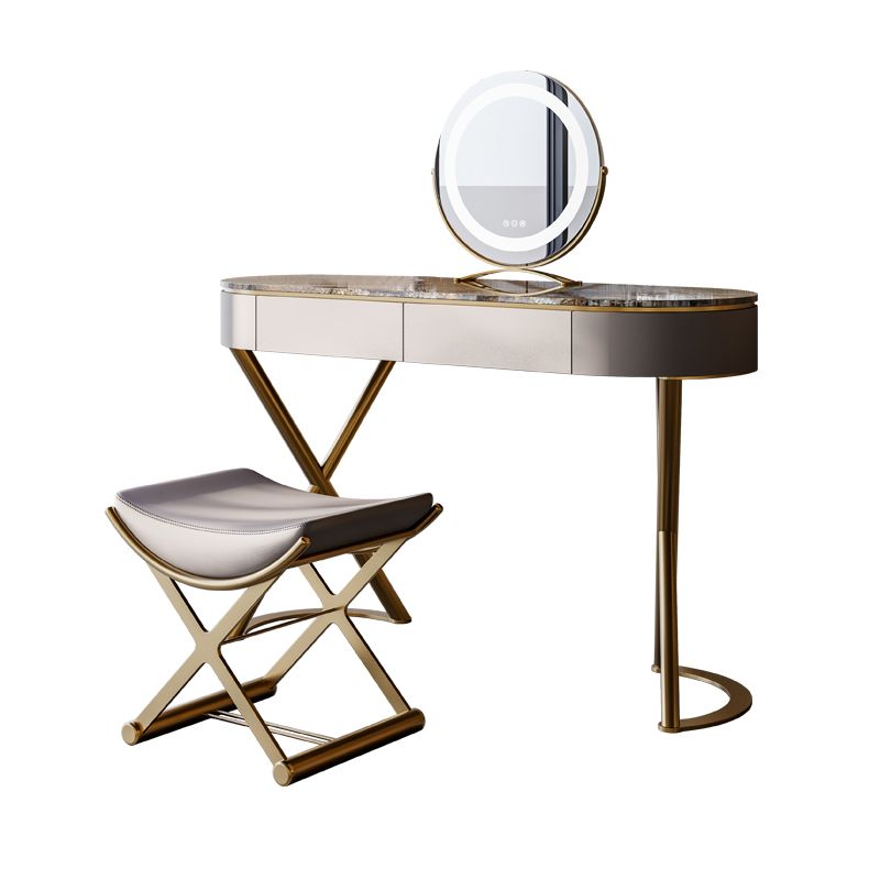 Tavolo da vanità a specchio illuminato set lussuoso tavolo da toeletta da top in pietra