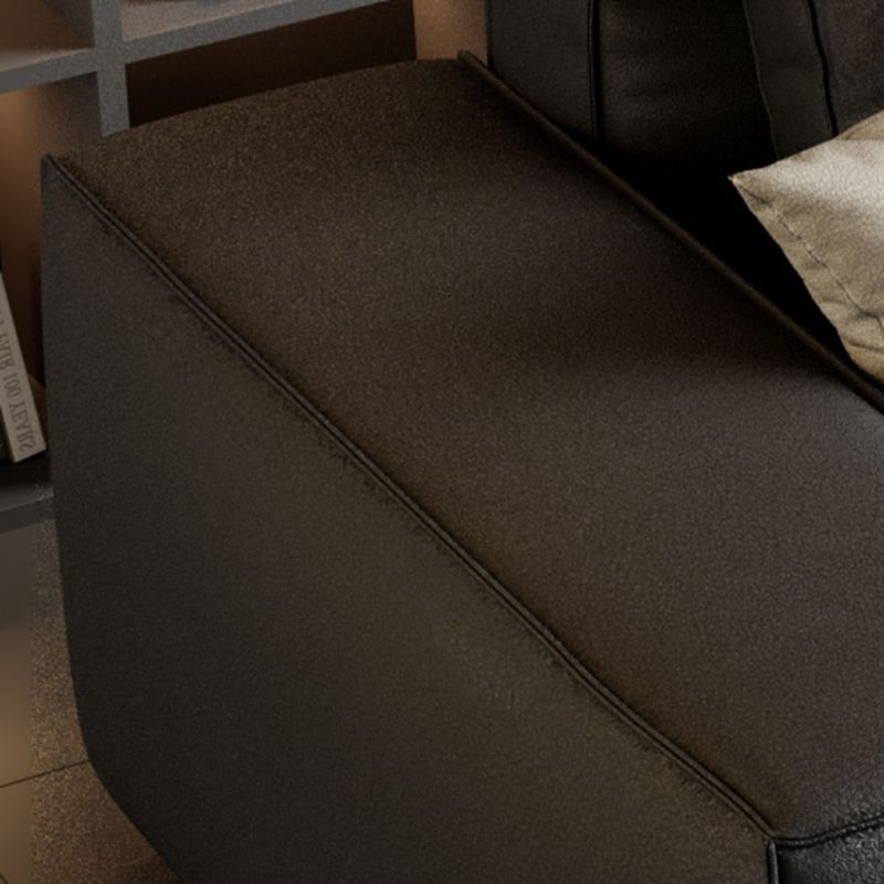 Faux Leather Square Arm Standard Sofa with Bolster Pillows, Stain Resistant Clearhalo 'furn' 'furn_sofas' 'Furniture' 'furniture_sofas' 'kitchen' 'kitchen_sofas' 'Living Room Furniture' 'Sofa' 'sofas' 1200x1200_702c711d-43d4-4185-b617-9b387568363c