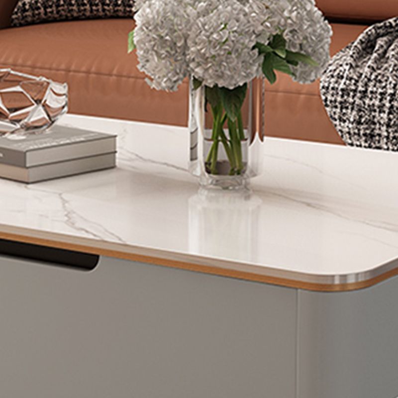 Glam Stone Coffee Table Slate Rectangular Square Cocktail Table in White Clearhalo 'Coffee & Accent Tables' 'Coffee Tables' 'coffee_tables' 'furn' 'furn_coffee_tables' 'Furniture' 'Living Room Furniture' 1200x1200_702cea2e-3d12-419f-af93-ffc85bd5d4a7