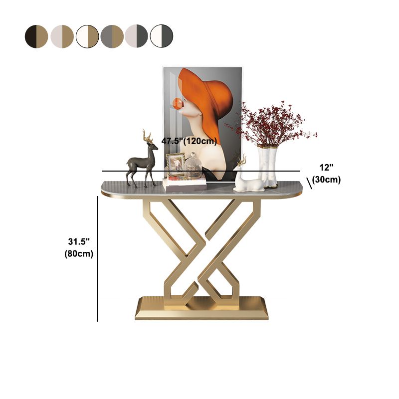 Stone Top Accent Table with Pedestal Base Console Table 31.5"