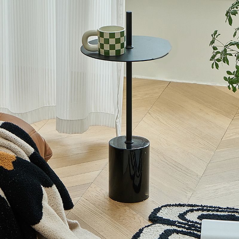 Black End Slide Table Round Living Room Pedestal Marble Corner Table Clearhalo 'Coffee & Accent Tables' 'End & Side Tables' 'end_side_tables' 'furn' 'furn_end_side_tables' 'Furniture' 'Living Room Furniture' 1200x1200_7032e723-d67b-4dbf-adf5-a656c4064413