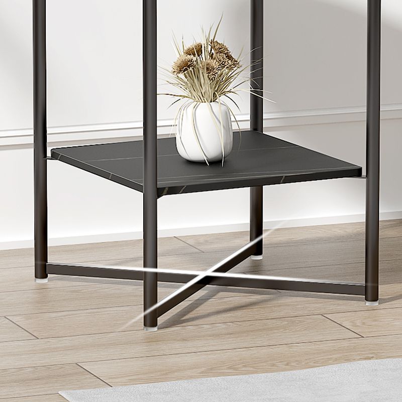 Modern Round Glass Top End Table Cross Legs Sofa Side Table with Shelf Clearhalo 'Coffee & Accent Tables' 'End & Side Tables' 'end_side_tables' 'furn' 'furn_end_side_tables' 'Furniture' 'Living Room Furniture' 1200x1200_7033bca3-f27f-4e0b-aede-47d4c4588ff7