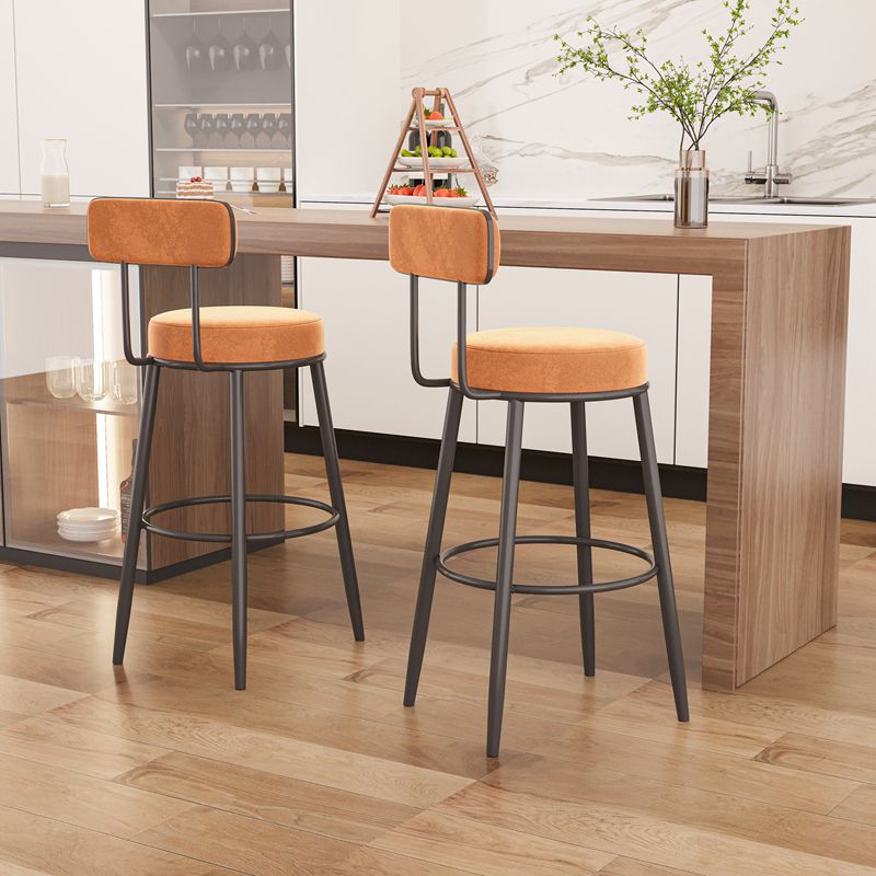 Modern Backrest Armless Counter Stool Iron Cafe Bar Stool with Cushion and Pedal Clearhalo 'Bar Furniture' 'Bar Stools' 'bar_stools' 'furn' 'furn_bar_stools' 'Furniture' 'furniture_bar_stools' 'Kitchen & Dining Furniture' 1200x1200_7033ded1-fc6e-43de-8c4f-48b1b5520730