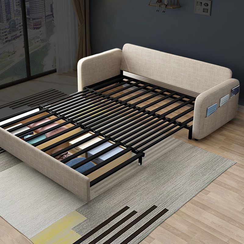 リネンコンテンポラリースクエアアームソファベッド折りたたみ可能なコンバーチブルソファ用アパート、洗える