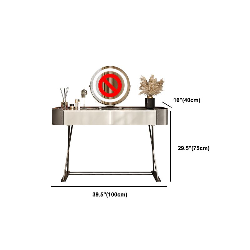 Steen en metaal met faux lederen accent ijdelheid tafel, 29,5 "
