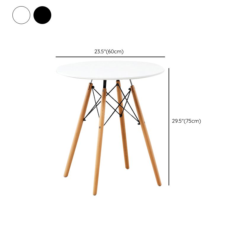 Wit en zwart moderne ronde eettafel met 4 massief houten voet