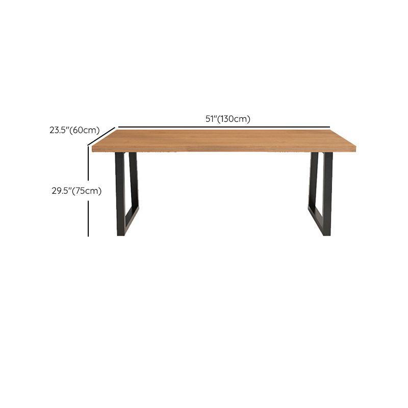 Bruin massief hout schrijfde bureau huis of kantoor industriële slee metalen poten kantoor bureau