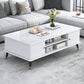 15.7" H Rectangle Wooden Coffee Table Metal 4 Legs Cocktail Table with Storage