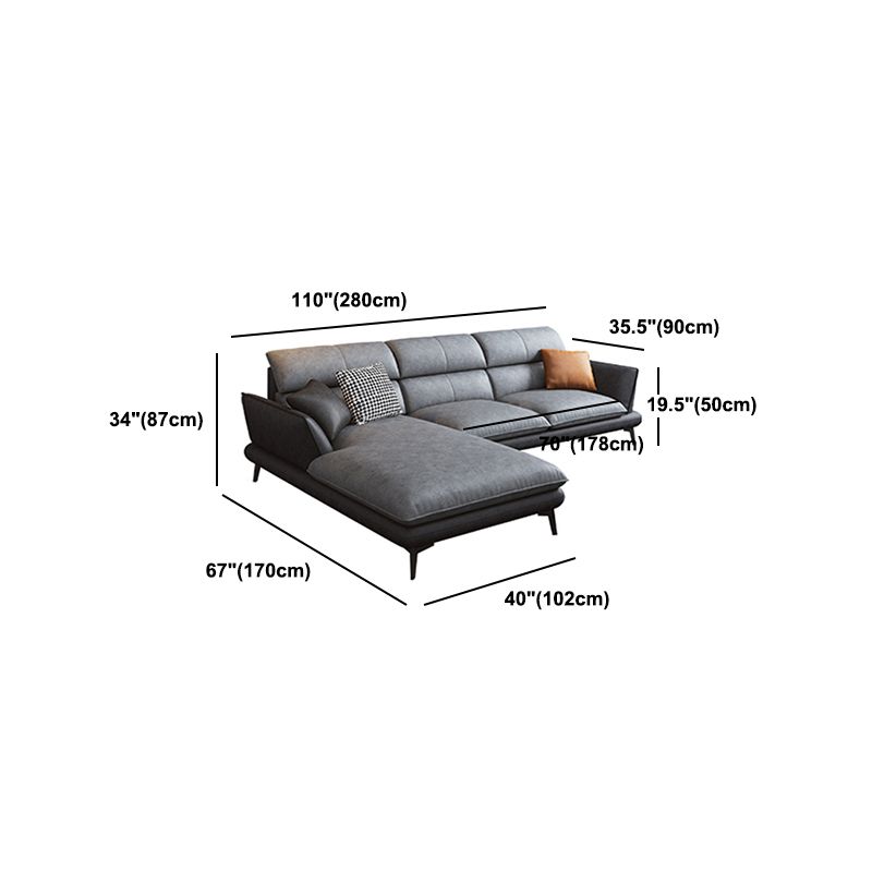 Flared Arm Sofa & Chaise Modern Faux Leather Sofa in Dark Grey Clearhalo 'furn' 'furn_sectionals' 'Furniture' 'Living Room Furniture' 'Sectionals' 1200x1200_7038e05c-bb70-436a-a5e9-9a06786db55a