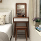 Scandinavian Solid Wood Dressing Table Make-up Vanity with Drawer and Mirror