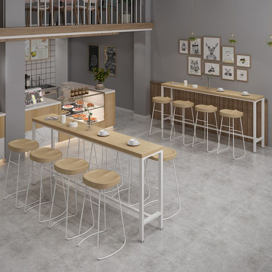 Tavolo da bar per top in legno finitura naturale industriale in metallo bianco tavolo da bistrot