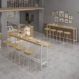 Tavolo da bar per top in legno finitura naturale industriale in metallo bianco tavolo da bistrot