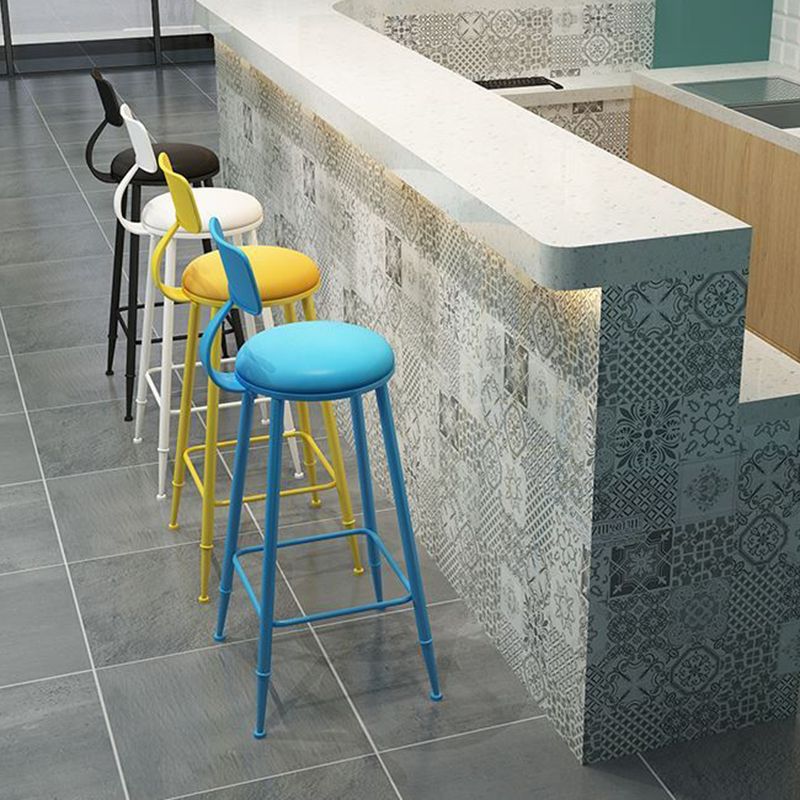 Nordic Armless Backrest Counter Stool Iron Bar Stool with Cushion and Pedal for Cafe Clearhalo 'Bar Furniture' 'Bar Stools' 'bar_stools' 'furn' 'furn_bar_stools' 'Furniture' 'Kitchen & Dining Furniture' 1200x1200_7043116d-507b-4e2a-b021-5014a6c12db7