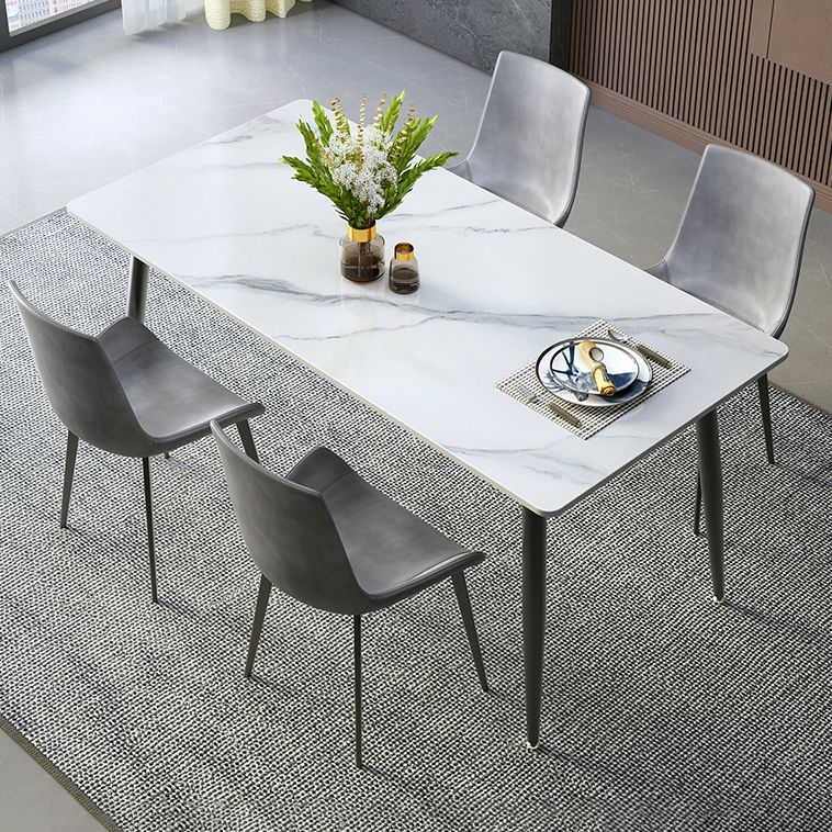 Industrial Style Sintered Stone Scratch Resistant Dining Table 4 Legs Base Table for Home Clearhalo ' dining_table' 'Dining Tables & Seating' 'Dining Tables' 'furn' 'furn_dining_table' 'Furniture' 'furniture_dining_table' 'Kitchen & Dining Furniture' 'kitchen&dining_furn' 'kitchen' 'kitchen_dining_table' 1200x1200_70435b60-09fd-415b-8ab8-cb6db3276ccb