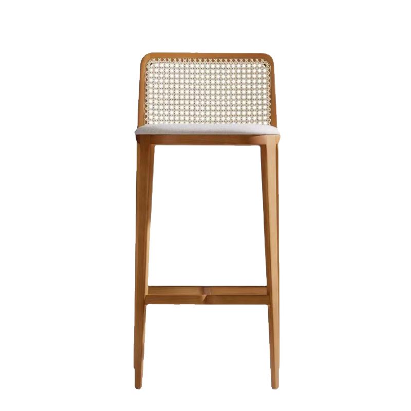 Modern Low Back Solid Wood Counter Height Stools with Footrest