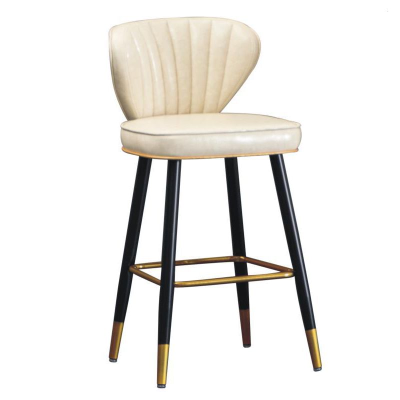 Modern Metal Barstool Faux Leather Counter Stool with Iorn 4 Legs Clearhalo 'Bar Furniture' 'Bar Stools' 'bar_stools' 'furn' 'furn_bar_stools' 'Furniture' 'Kitchen & Dining Furniture' 1200x1200_70446b77-f298-4f30-9d22-9ea1e1ae0455