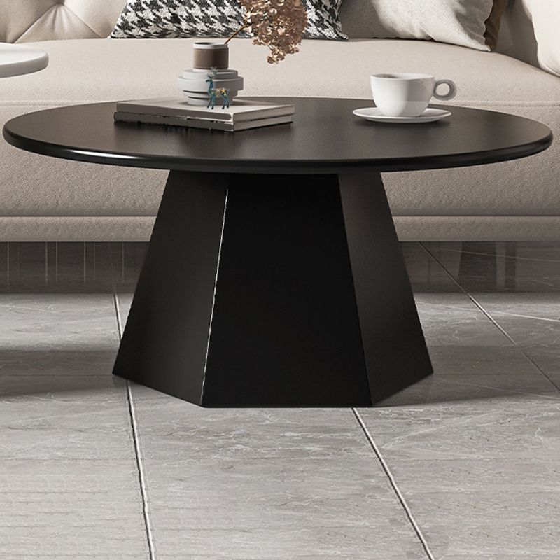 Pedestal 1/2 Black/White Coffee Table Metal Metal Round Cocktail Table