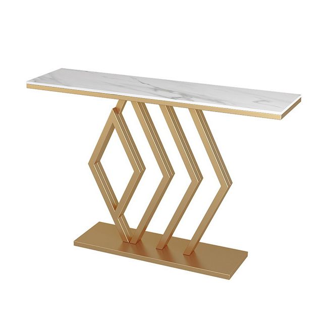 Contemporary Stone Console Sofa Table Rectangle Iron End Table for Hall Clearhalo 'Console Tables' 'console_tables' 'Entry & Mudroom Furniture' 'furn' 'furn_console_tables' 'Furniture' 1200x1200_7044f276-6a8b-4d8e-b5b2-f57437cf9c6c