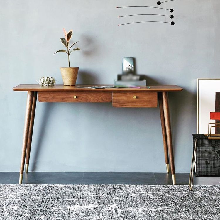 Brown Writing Desk Glam Style Solid Wood Dormitory Office Desk with Drawer Clearhalo 'furn' 'furn_office_desk' 'Furniture' 'Office Desks' 'Office Furniture' 'office_desk' 1200x1200_704570c1-d828-40f6-b484-1f467b4fa063