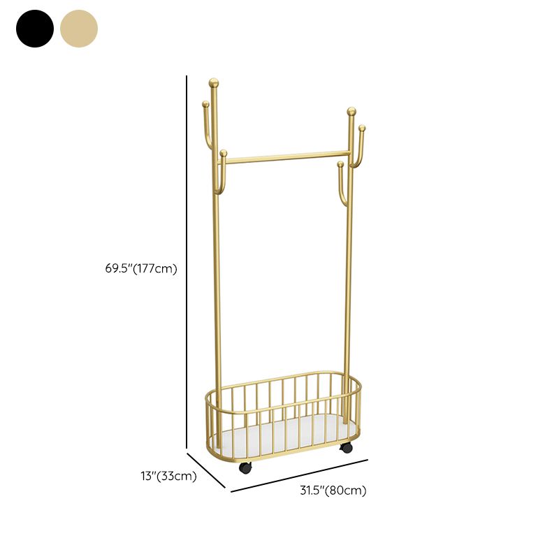 Hangage de manteau métallique de style de luxe Rack de manteau autonome avec roue universelle