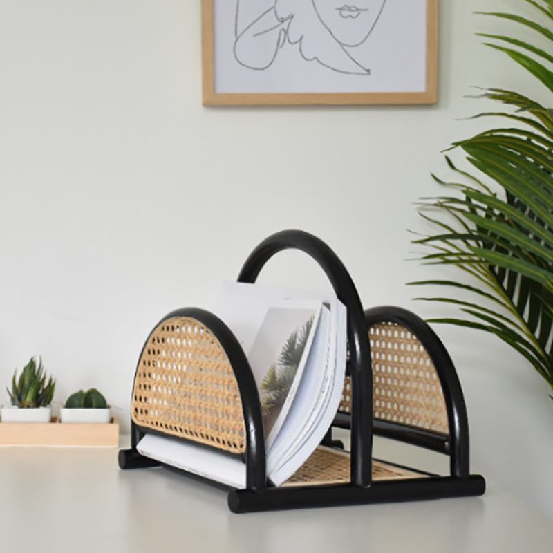 Contemporary Bamboo Bookcase Desktop Closed Back Shelf Bookcase