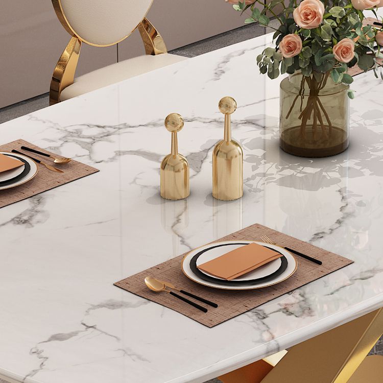 Modern Rectangle Sintered Stone Dining Table for 4/6 with Metal Base Dining Set for Restaurant Clearhalo 'Dining Room Sets' 'Dining Tables & Seating' 'dining_room_set' 'furn' 'furn_dining_room_set' 'Furniture' 'furniture_dining_room_set' 'Kitchen & Dining Furniture' 'kitchen&dining_furn' 'kitchen' 1200x1200_7048d98d-f62c-453a-81d5-4c978e9eb1d9