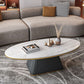Elliptical Stone Coffee Table Pedestal 1 Single Cocktail Table - 17.72" H Clearhalo 'Coffee & Accent Tables' 'Coffee Tables' 'coffee_tables' 'furn' 'furn_coffee_tables' 'Furniture' 'Living Room Furniture' 1200x1200_704a5e13-0d11-4775-8f17-82ab37393ccf