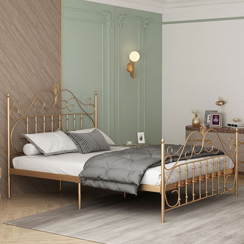 Glam Metal Bettrahmen mit Camelback Open-Frame-Kopfteil und Fußboard