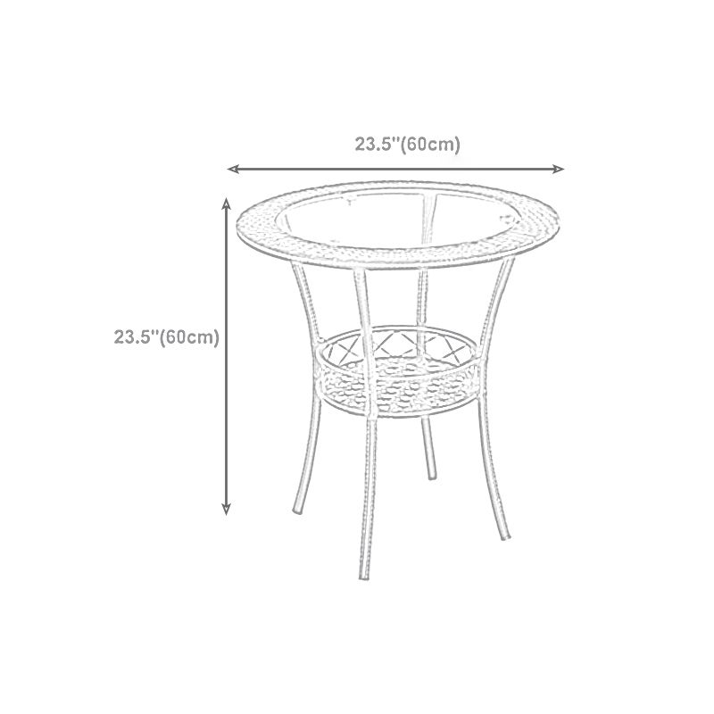 Tropical Glass Top 4 Legs Cocktail Table with Shelf Round Coffee Table Clearhalo 'Coffee & Accent Tables' 'Coffee Tables' 'coffee_tables' 'furn' 'furn_coffee_tables' 'Furniture' 'furniture_coffee_tables' 'Living Room Furniture' 1200x1200_704b180b-04c3-4afa-bf38-38261ed08a80