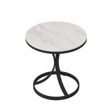 21.6 "Tall Pedestal End Table Modern Stone Top Side Table for Living Room