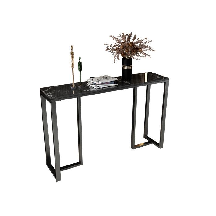 Modern Accent Table with Stone Top and Black Frame Base Console Clearhalo 'Console Tables' 'console_tables' 'Entry & Mudroom Furniture' 'furn' 'furn_console_tables' 'Furniture' 1200x1200_7050ed9a-fa30-4086-a37d-962f9c6b4b7b