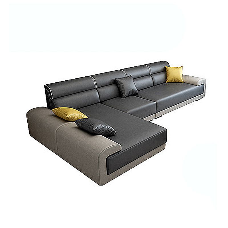 Faux Leather/Linen Blend L-shape Sectionals with Reversible Chaise Clearhalo 'furn' 'furn_sectionals' 'Furniture' 'furniture_sectionals' 'kitchen' 'kitchen_sectionals' 'Living Room Furniture' 'Sectionals' 1200x1200_7051df4a-5e00-4c7b-af6b-d2ea069637f9