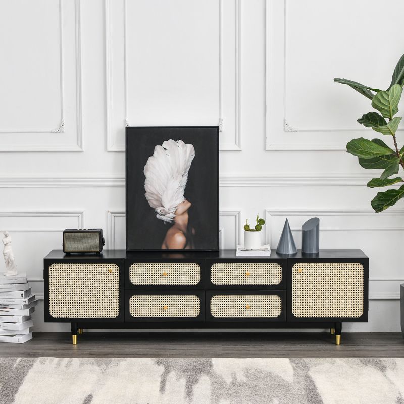 Console traditionnelle de stand de télévision noire