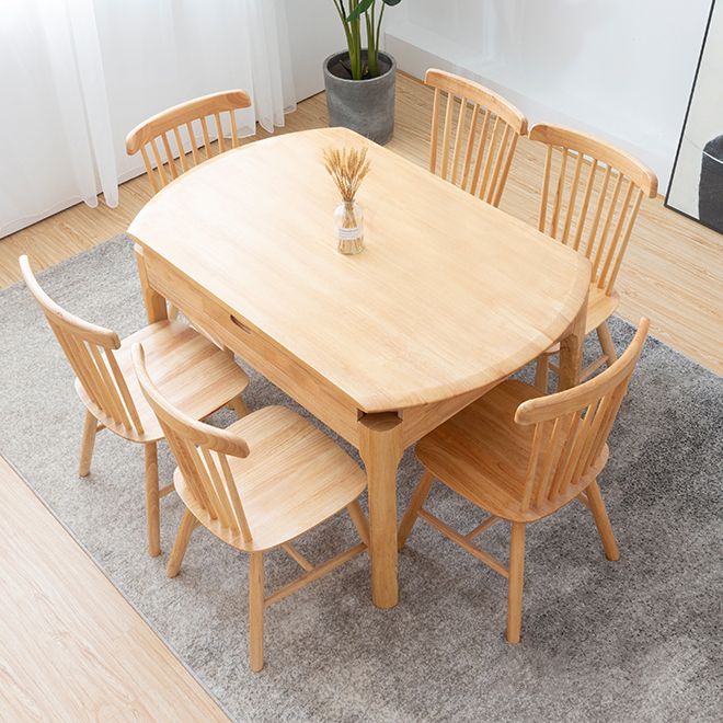 Modern Round Dining Table Brown Solid Wood Drop-Leaf Dining Table with 4 legs Clearhalo ' dining_table' 'Dining Tables & Seating' 'Dining Tables' 'furn' 'furn_dining_table' 'Furniture' 'furniture_dining_table' 'Kitchen & Dining Furniture' 'kitchen&dining_furn' 'kitchen' 'kitchen_dining_table' 1200x1200_70560312-0bdc-4618-8833-5d50da37845b