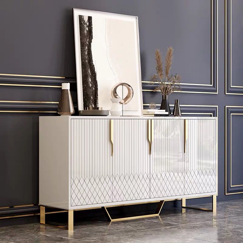 4 Türen Glam Buffet Spiegel Schränke Buffet Sideboard für Wohnzimmer