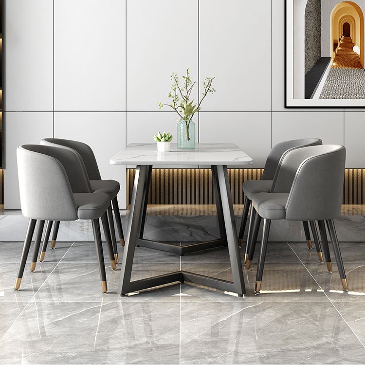 Modern Black Iron Dinette Set 1/2/5/7 Pieces Rectangle Sintered Stone Top Dining Table Set Clearhalo 'Dining Room Sets' 'Dining Tables & Seating' 'dining_room_set' 'furn' 'furn_dining_room_set' 'Furniture' 'furniture_dining_room_set' 'Kitchen & Dining Furniture' 1200x1200_7057dd39-8644-4806-88d2-5c164e4ff6f6