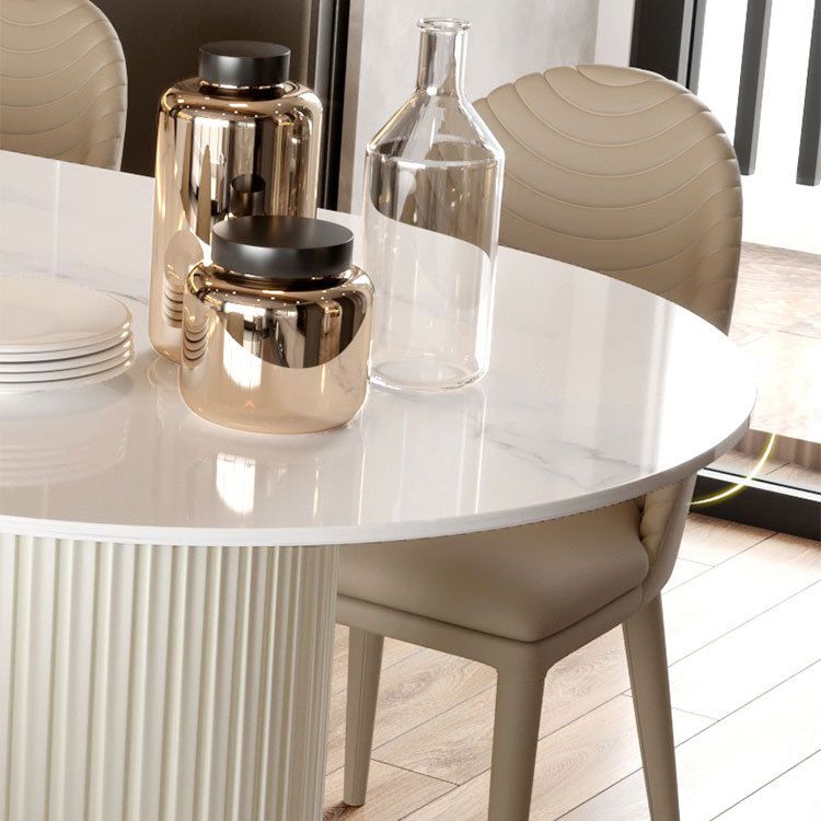 Sintered Stone White Dining Table Simplicity Double Pedestal Table for Dining Room Clearhalo ' dining_table' 'Dining Tables & Seating' 'Dining Tables' 'Furniture' 'furniture_dining_table' 'Kitchen & Dining Furniture' 'kitchen&dining_furn' 'kitchen' 'kitchen_dining_table' 1200x1200_7060f3b2-62e9-4357-99bf-135c3729ee78
