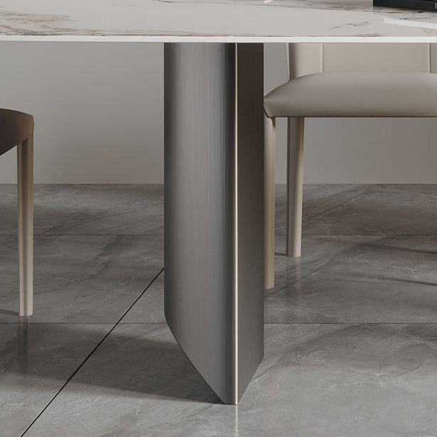 Modern Rectangle Dining Table Stone Top Table with Stainless Steel Sled Base Clearhalo ' dining_table' 'Dining Tables & Seating' 'Dining Tables' 'furn' 'furn_dining_table' 'Furniture' 'furniture_dining_table' 'Kitchen & Dining Furniture' 'kitchen&dining_furn' 'kitchen' 'kitchen_dining_table' 1200x1200_7060fd41-949d-4297-98f8-66e56ad3e8b7