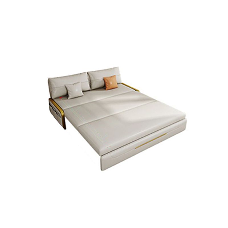 Faux leather Sleeper Sofa Creamy-white Sofa Bed with Upholstered, 31.49" Wide