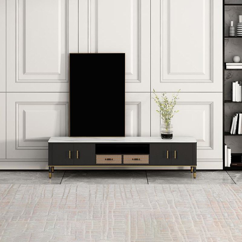 Console multimédia TV moderne, support multimédia TV en pierre pour le salon