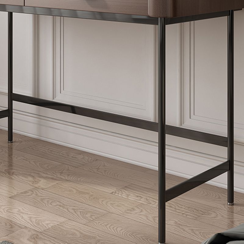 2 Drawers Dressing Table 30.7" High Vanity Set with Stool in Brown