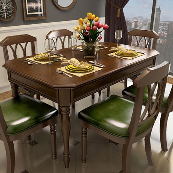 Wooden Dining Room Set Traditional Standard Height with Rectangle Top Dining Furniture Clearhalo 'Dining Room Sets' 'Dining Tables & Seating' 'dining_room_set' 'furn' 'furn_dining_room_set' 'Furniture' 'furniture_dining_room_set' 'Kitchen & Dining Furniture' 'kitchen&dining_furn' 'kitchen' 1200x1200_706537ab-5b49-41ec-9c9c-2a988de94f9e