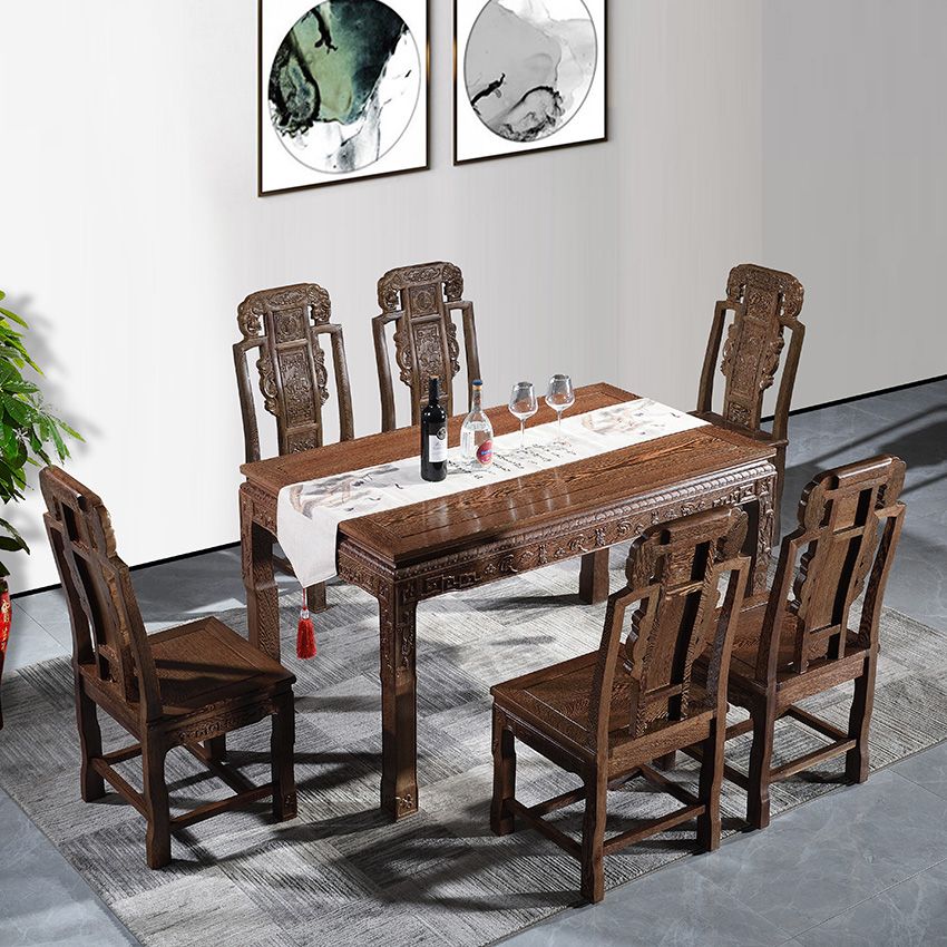 Traditional Style Solid Wood Dining Set with Fixed Table and 4 Legs Base for Home Use Clearhalo 'Dining Room Sets' 'Dining Tables & Seating' 'dining_room_set' 'furn' 'furn_dining_room_set' 'Furniture' 'furniture_dining_room_set' 'Kitchen & Dining Furniture' 'kitchen&dining_furn' 'kitchen' 1200x1200_706599b9-eda1-4685-a3f7-642a31b77d3f