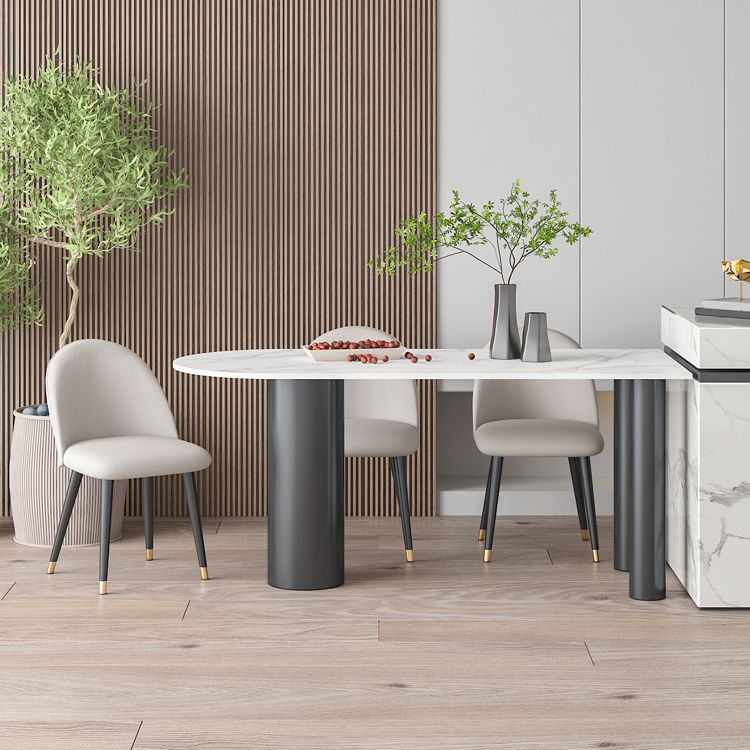 Metal Contemporary Free Form Dining Table Sintered Stone Table with Black Legs Clearhalo ' dining_table' 'Dining Tables & Seating' 'Dining Tables' 'furn' 'furn_dining_table' 'Furniture' 'furniture_dining_table' 'Kitchen & Dining Furniture' 'kitchen&dining_furn' 'kitchen' 'kitchen_dining_table' 1200x1200_7065b268-9294-426c-8263-317573c23ecc